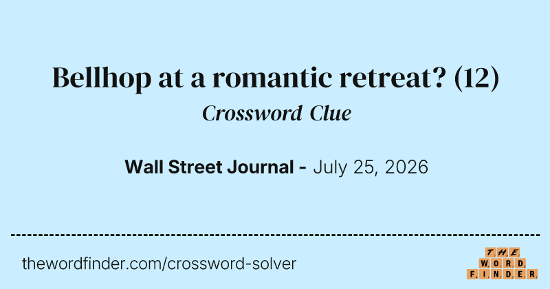 Bellhop at a romantic retreat? crossword clue image