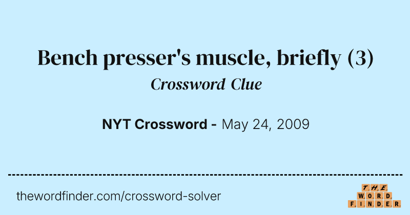 Bench presser's muscle, briefly crossword clue image