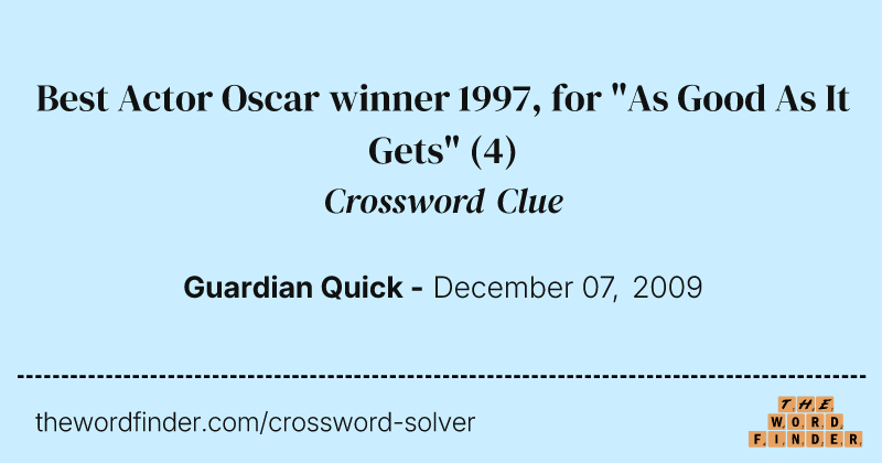 Best Actor Oscar winner 1997, for "As Good As It Gets" crossword clue image