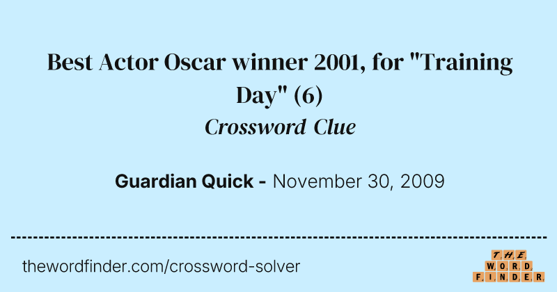 Best Actor Oscar winner 2001, for "Training Day" crossword clue image