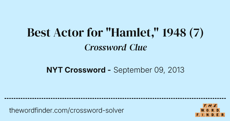 Best Actor for "Hamlet," 1948 crossword clue image