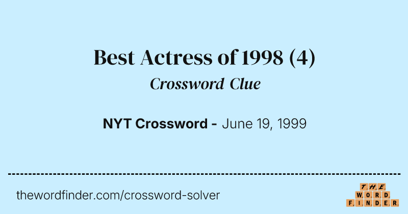 Best Actress of 1998 crossword clue image