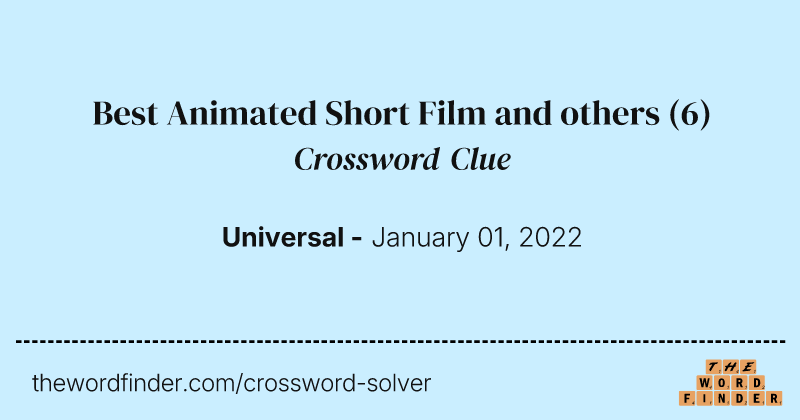 Best Animated Short Film and others crossword clue image