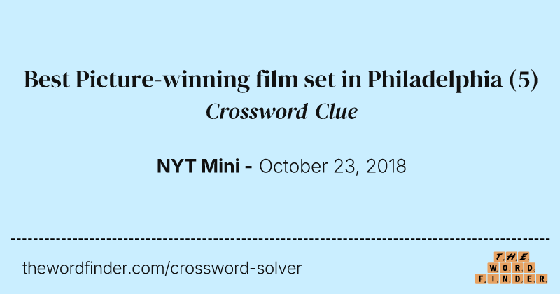 Best Picture-winning film set in Philadelphia crossword clue image