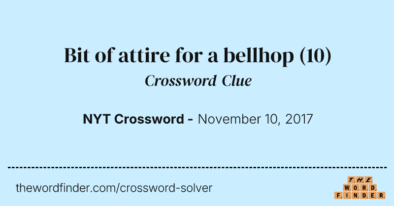 Bit of attire for a bellhop crossword clue image