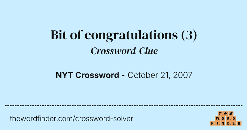 Bit of congratulations crossword clue image