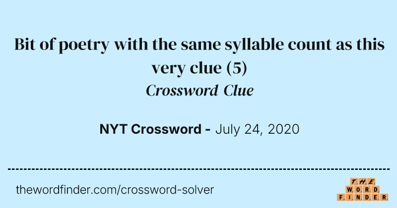 Bit of poetry with the same syllable count as this very clue crossword clue image