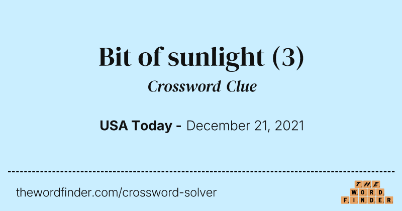 Bit of sunlight crossword clue image