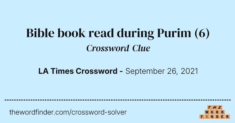 Bible book read during Purim crossword clue image