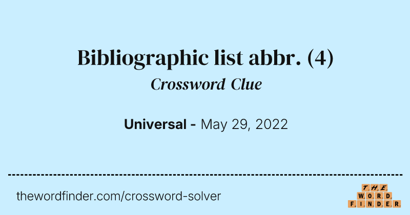 Bibliographic list abbr. crossword clue image