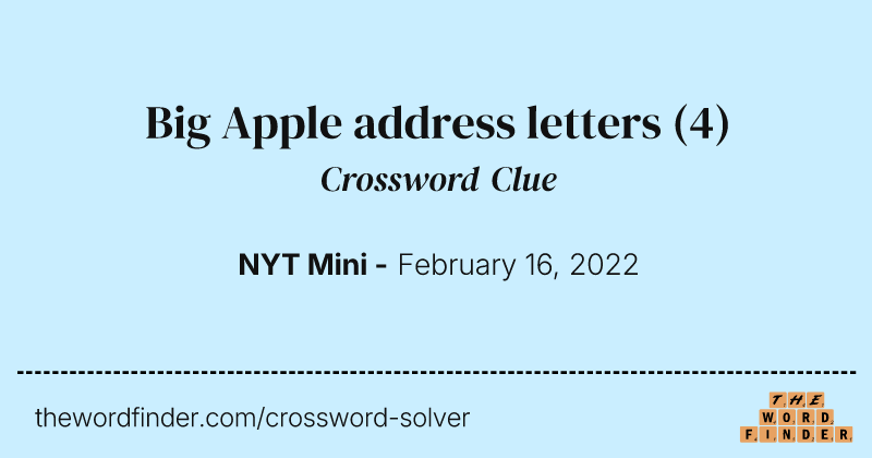 Big Apple address letters crossword clue image