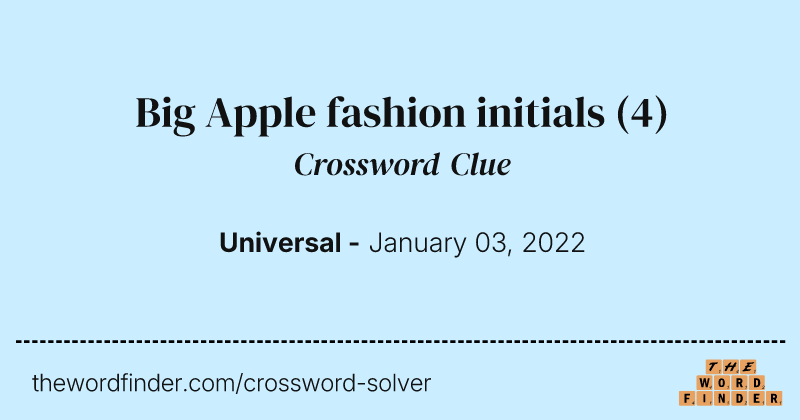 Big Apple fashion initials crossword clue image