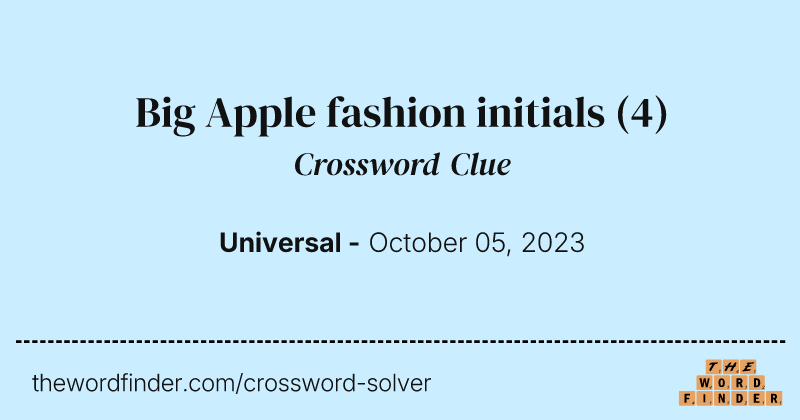 Big Apple fashion initials crossword clue image