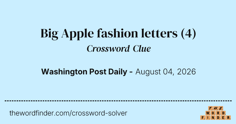 Big Apple fashion letters crossword clue image