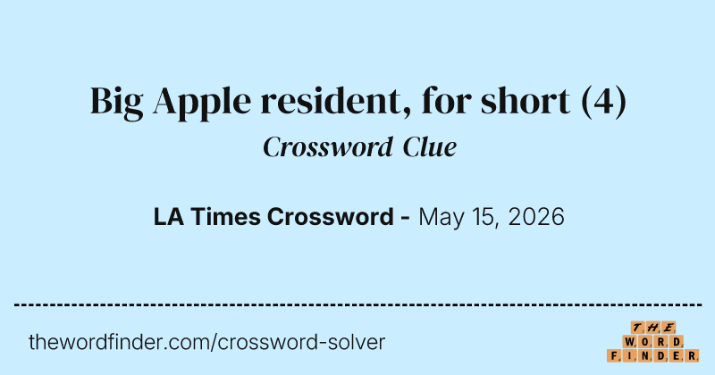 Big Apple resident, for short crossword clue image