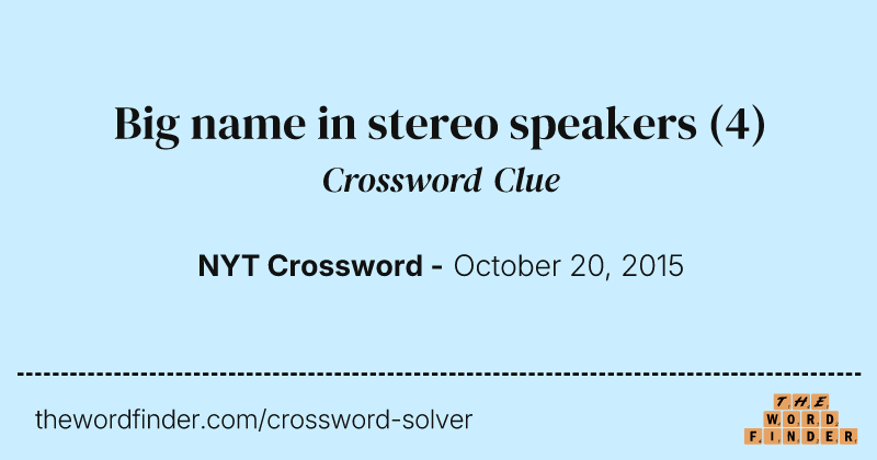 Big name in stereo speakers crossword clue image