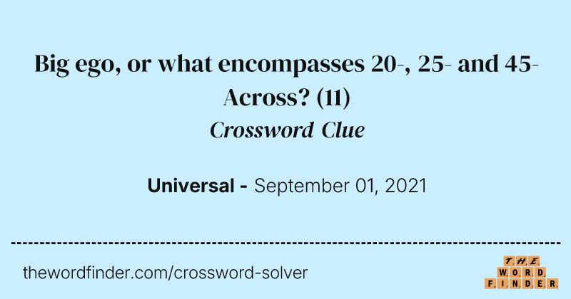 Big ego, or what encompasses 20-, 25- and 45-Across? crossword clue image