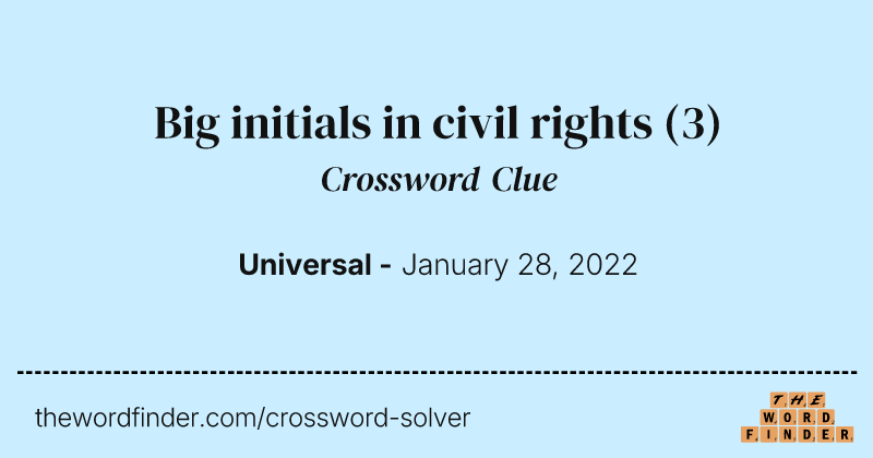 Big initials in civil rights crossword clue image