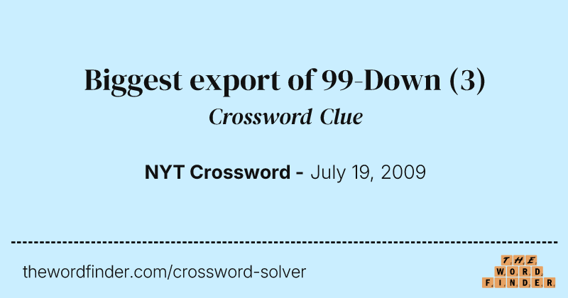 Biggest export of 99-Down crossword clue image