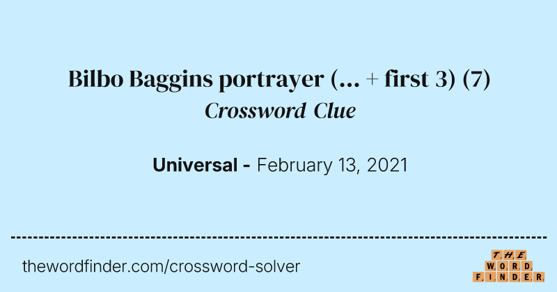 Bilbo Baggins portrayer (... + first 3) crossword clue image