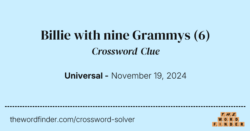 Billie with nine Grammys crossword clue image