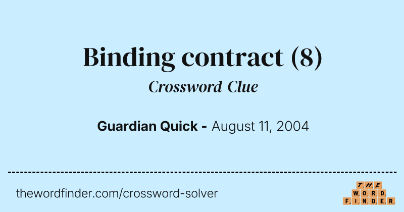 Binding contract crossword clue image