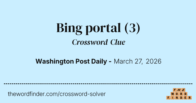 Bing portal crossword clue image