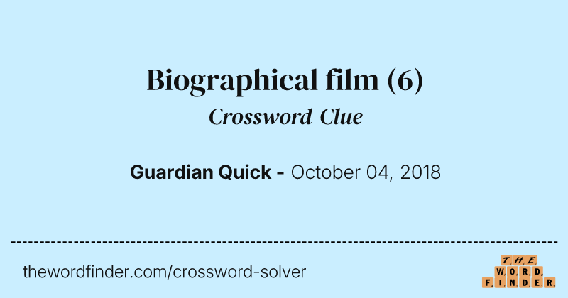 Biographical film crossword clue image