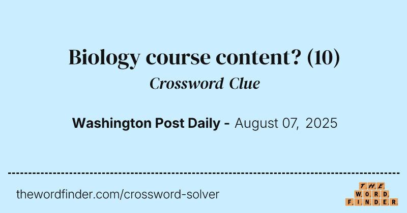 Biology course content? crossword clue image