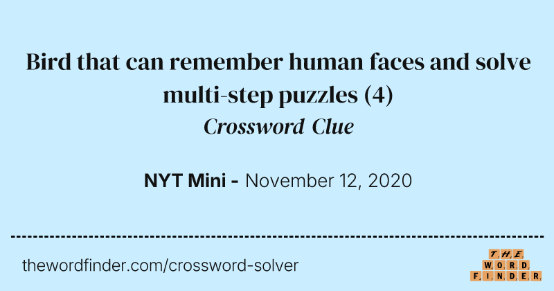 Bird that can remember human faces and solve multi-step puzzles crossword clue image