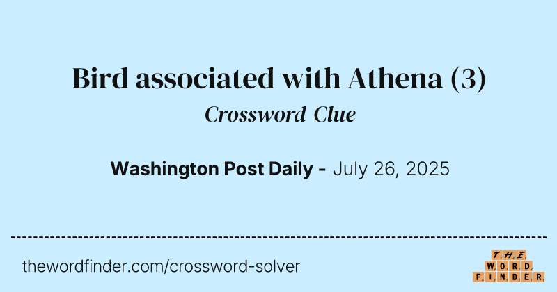 Bird associated with Athena crossword clue image