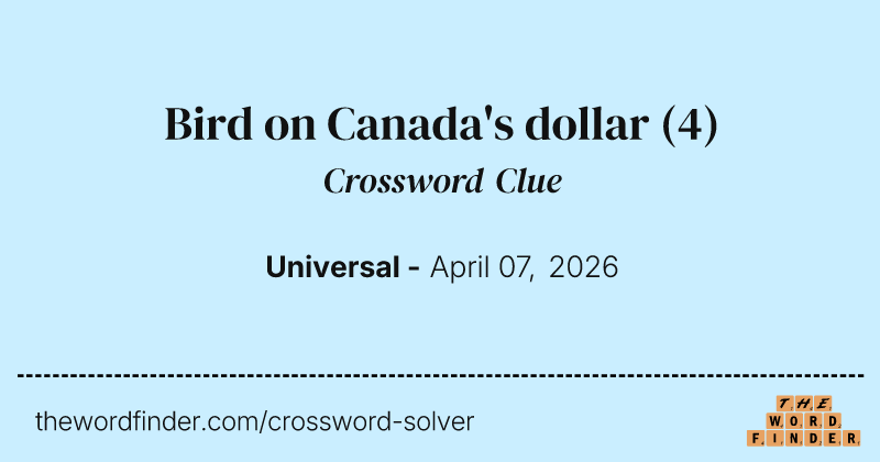 Bird on Canada's dollar crossword clue image