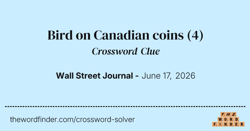 Bird on Canadian coins crossword clue image