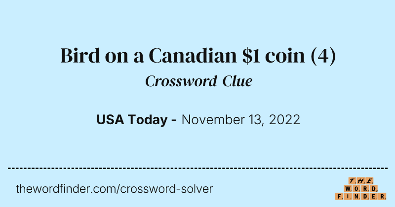 Bird on a Canadian $1 coin crossword clue image