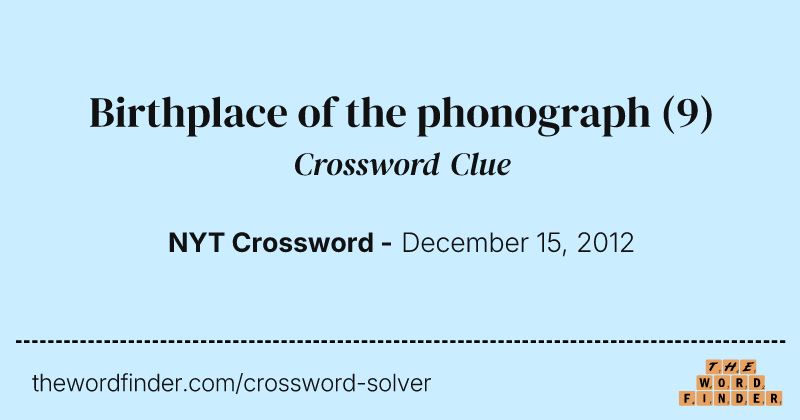 Birthplace of the phonograph crossword clue image