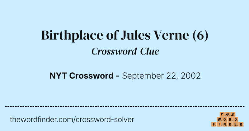 Birthplace of Jules Verne crossword clue image