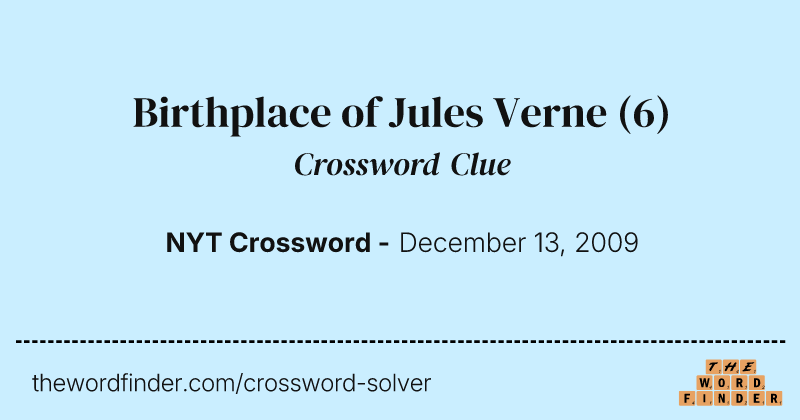 Birthplace of Jules Verne crossword clue image