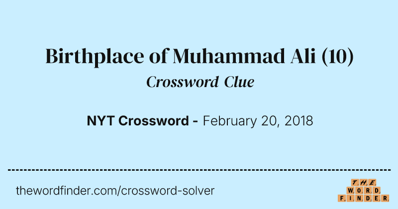 Birthplace of Muhammad Ali crossword clue image
