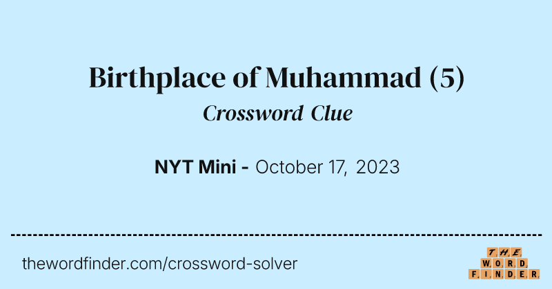 Birthplace of Muhammad crossword clue image