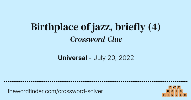 Birthplace of jazz, briefly crossword clue image
