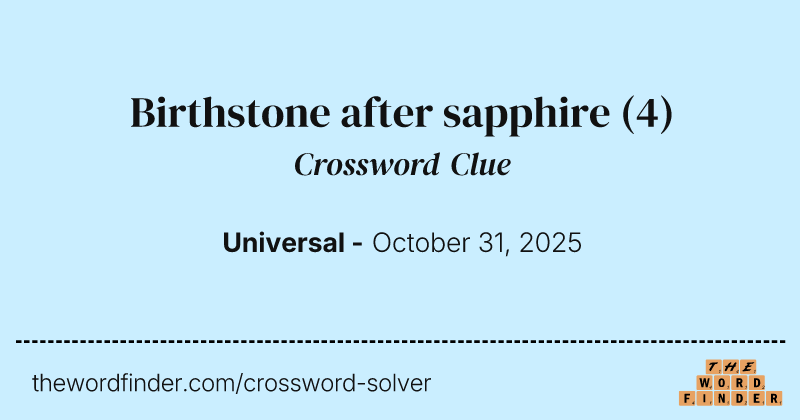 Birthstone after sapphire crossword clue image
