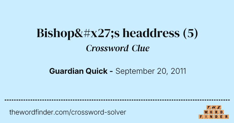 Bishop's headdress crossword clue image