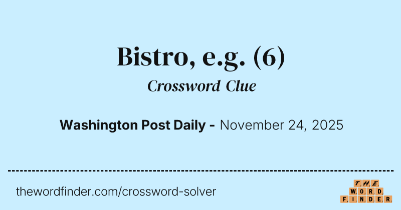 Bistro, e.g. crossword clue image