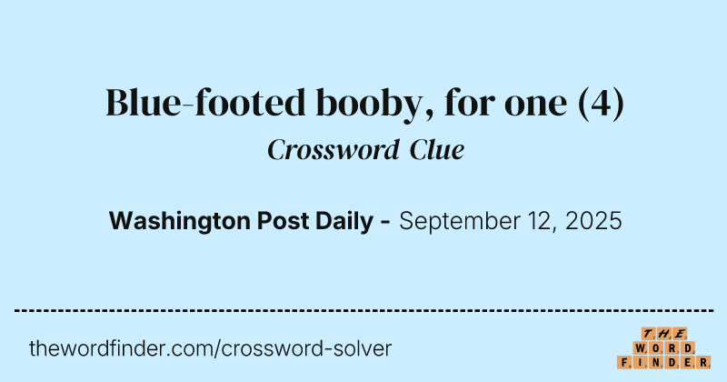 Blue-footed booby, for one crossword clue image
