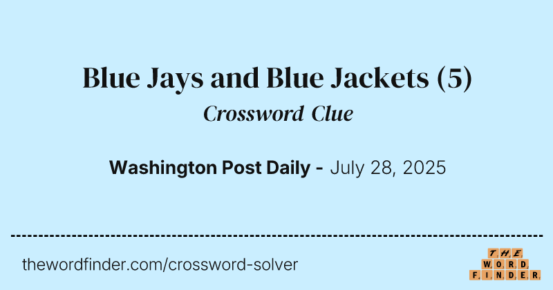 Blue Jays and Blue Jackets crossword clue image