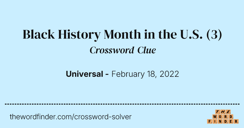 Black History Month in the U.S. crossword clue image