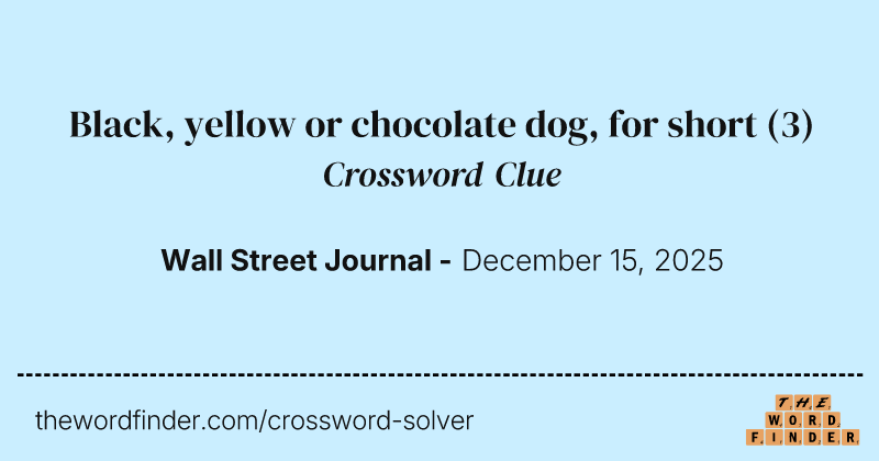 Black, yellow or chocolate dog, for short crossword clue image