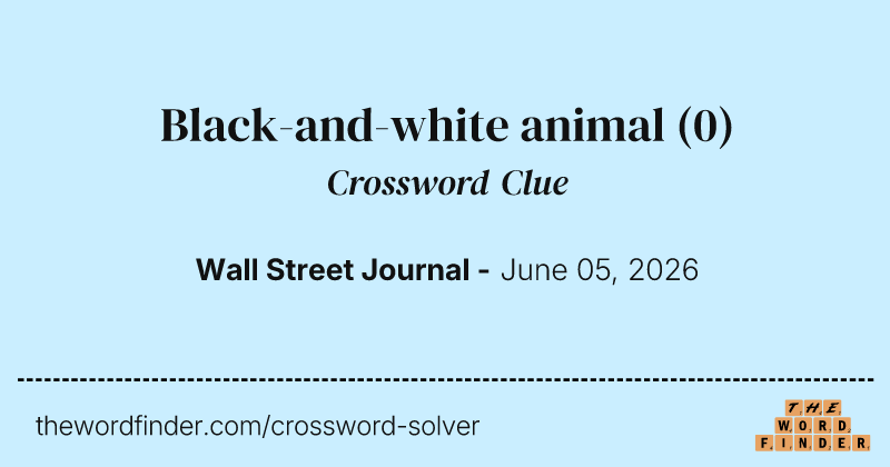 Black-and-white animal crossword clue image