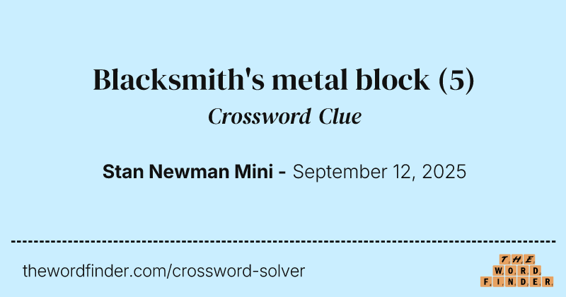 Blacksmith's metal block crossword clue image