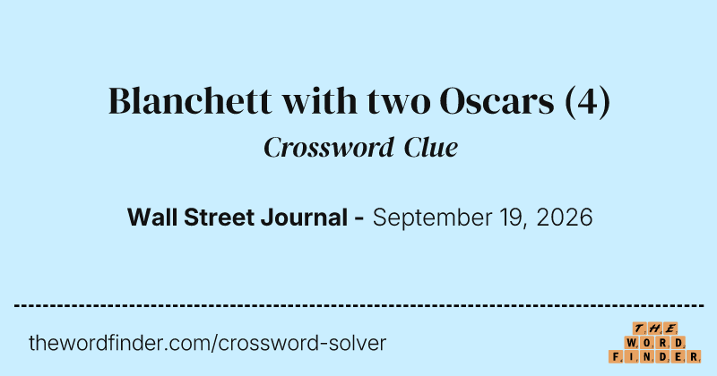 Blanchett with two Oscars crossword clue image